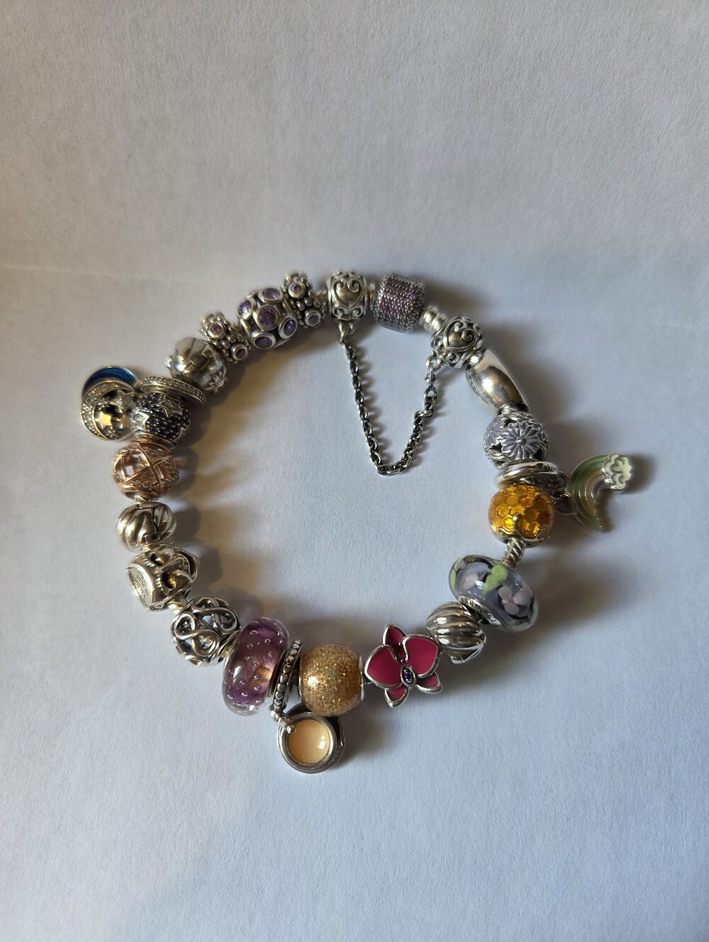 Pandora Sterling Silver 925 Charm Bracelet With 20 Charms